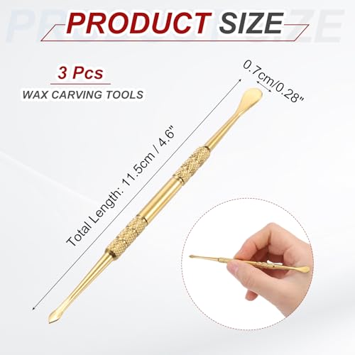 MECCANIXITY 3 Pcs Wax Carving Tools Stainless Steel 4.6 Inch Double-Headed Wax Carving Sculpting Tools for Modeling Sculpting Shaping, Gold Tone - color: Gold Tone