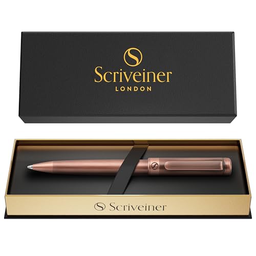 Scriveiner Copper Ballpoint Pen - Stunning Luxury Pen, Schmidt Black Refill, Best Ball Pen Gift Set for Men & Women, Professional Executive Office, Nice Fancy Designer Pens - color: 9. Copper