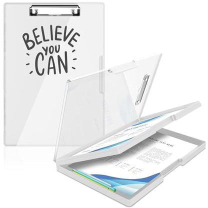 Sooez Clipboard with Storage, Heavy Duty Cleaview Clip Boards 8.5x11 with Dual Storage, Dry Erase Plastic Nursing Clipboard, High Capacity Clipboards Folder for Teacher Nurse, School & Office Supplies - color: White