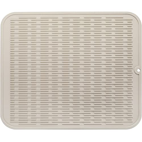 MicoYang Silicone Dish Drying Mat for Multiple Usage,Easy clean,Eco-friendly,Heat-resistant Silicone Mat for Kitchen Counter or Sink,Refrigerator or Drawer Liner Tapioca XL 18 inches x 16 inches - color: Tapioca, size: 18"L x 16"W