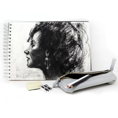 Artway Studio – Spiral Bound A3 Mixed Media Sketchbook – Landscape - 60 Sides/30 Pages of 240gsm Multimedia Paper – Black Hardback Sketchbook, White