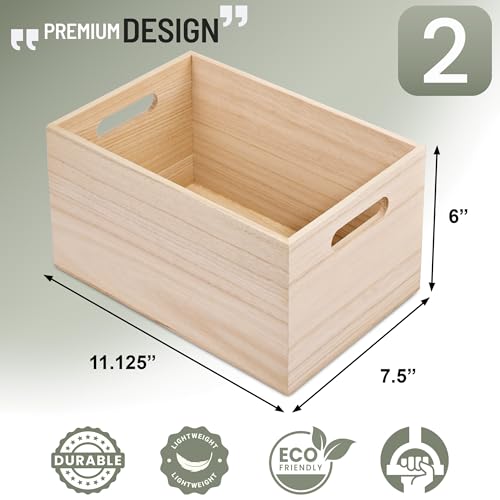 Sorbus Unfinished Wood Crates - Organizer Bins, Wooden Box for Pantry Organizer Storage, Closet, Arts & Crafts, Cabinet Organizers, Containers for Organizing (2 Pack) - style: 2 Pack