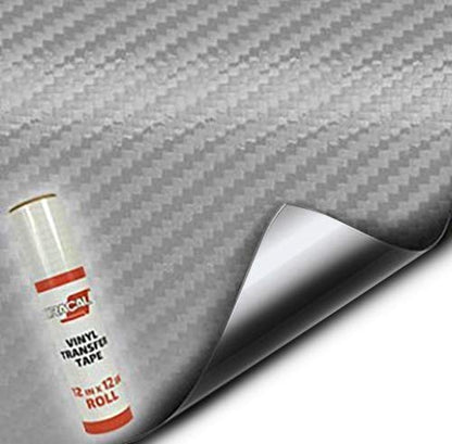 VViViD Craft 3D Carbon Fibre Textured Vinyl Sheet 1ft x 5ft for Silhouette, Cricut and Cameo Machines Including 12" x 12" Sheet of Transfer Paper (Silver) - color: Silver