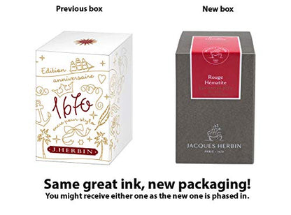 J. Herbin 1670 Anniversary Inks - Gold Sheen 50 ml Bottled - Rouge Hematite (Dark Red Ink) - color: Rouge Hematite