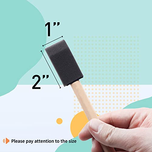 Foam Paint Brushes, 27 Pack, 1 Inch Sponge Paint Brushes, Paint Sponges Set, Foam Brushes for Painting, Wood Handle Sponge Brushes for Staining, Painting Tools for Crafts, DIY Projects - size: 1 inch, 27 pack