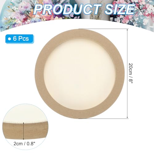 PATIKIL 8" Round Wood Canvas Panels, 6pcs Unfinished Wood Plaque Disc Circle Board for Craft Projects, Art Painting, Carving, Engraving, DIY - size: 8"
