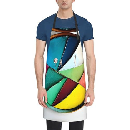 Round watercolor painting Heavy Duty Waterproof Apron with Pockets for AdultsResistant Grilling, Gardening, Painting - color: Round Palette
