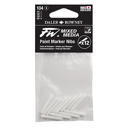 Daler Rowney FW Mixed Media Paint Marker Nibs, Pack of 12, Small 1-3mm Chisel Nibs (D160323104) - style: 1-3MM Chisel, Nibs