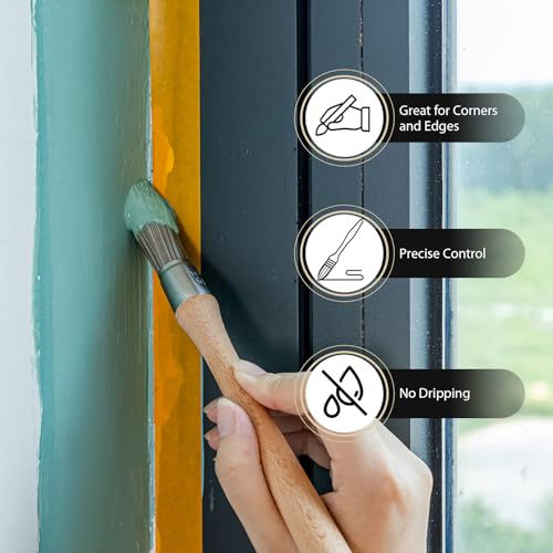 Trim Paint Brush, 0.6 Inch, 3 Pack, Small Paint Brushes for Walls, Touch Up, Trim Painting Tool for Detail Areas and Corners, Round Paint Brushes, Trim Brushes for Painting House Wall Edges - size: 0.6 Inch Round, 3 Pack