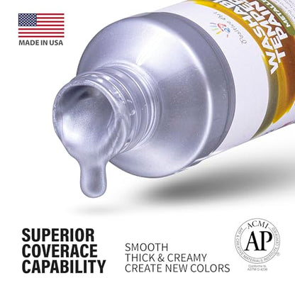 Metallic Washable Tempera Paint – 6 Shimmer Colors, 4 fl oz Bottles, Non-Toxic Kid-Safe School & Craft Paint, Easy Cleanup, Classroom Art Supplies, Made in USA - color: Metallic