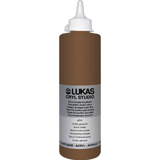 Lukas CRYL Studio Artist Acrylic Paint, Burnt Umber, 500 ml Bottle - High Pigment Acrylic Paints for Canvas Painting, Large Scale Works - Medium-Viscosity, Water-Mixable, Fast Drying - color: Burnt Umber, size: 16.91 Fl Oz (Pack of 1)