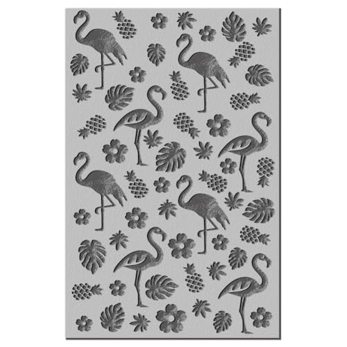 CHGCRAFT Flamingo Clay Texture Mat Tropical Plants Flowers Polymer Texture Sheets DIY Tools for Clay Pottery Earring Jewelry Making Stamp Engraving Machines, 3.9x2.6inch - style: Flamingo