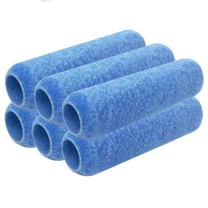 Great Andrew 6 Pack Paint Roller Covers 9 Inch 3/8-Inch Nap, Dense Fibers Large Paint Roller Kit for Painting Textured Smooth Rough Surfaces Walls Floors House - size: 6pcs, 9", Blue