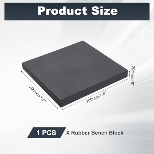 HARFINGTON Rubber Bench Block 7.8"x7.8"x0.8" Black Rubber Stamping Block Square Anti Vibration Pads for Jewelry Making Hammering Shaping Chasing Flattening Metals - size: 7.8"x7.8"x0.8"