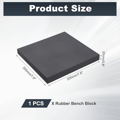 HARFINGTON Rubber Bench Block 7.8"x7.8"x0.8" Black Rubber Stamping Block Square Anti Vibration Pads for Jewelry Making Hammering Shaping Chasing Flattening Metals - size: 7.8"x7.8"x0.8"