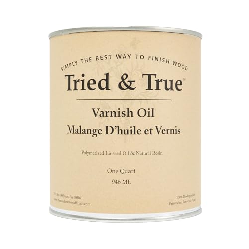 Tried & True Superior Varnish Oil Wood Finish, Quart - Natural Pine Resin & Linseed Oil, Ideal for Interior Furniture, Tables, Countertops - Non-Toxic, Scratch Resistant & Durable - size: Quart