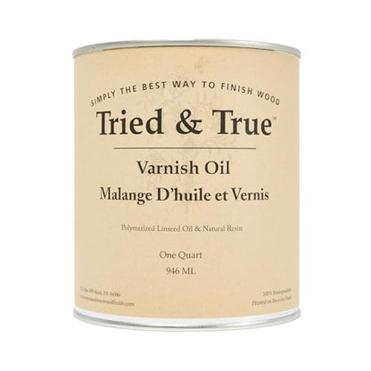 Tried & True Superior Varnish Oil Wood Finish, Quart - Natural Pine Resin & Linseed Oil, Ideal for Interior Furniture, Tables, Countertops - Non-Toxic, Scratch Resistant & Durable - size: Quart