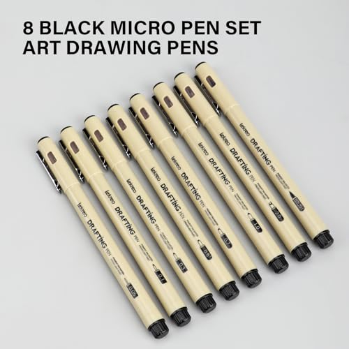 Fineliner Pens - Archival Black Ink Pen - Pens for Writing, Drawing, or Bullet Journaling - Assorted Point Sizes (8 Count (Pack of 8)) - size: 1 Count (Pack of 8)