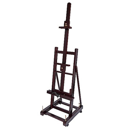 SoHo Urban Artist Pro Table Easel - Wooden Easel with Mahogany Finish, Adjustable Height to 100", Holds Canvases Up to 64", Tabletop Easels for Painting with Crank System and Casters