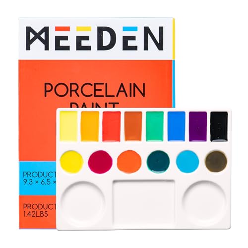 MEEDEN Studio Ceramic Paint Palette, Porcelain Watercolor Palette for Artists Painting, Acrylic Gouache Watercolor Mixing Tray,17-Well 9 x 6.5 Inch - size: 9 x 6.5 inches | 17 Wells