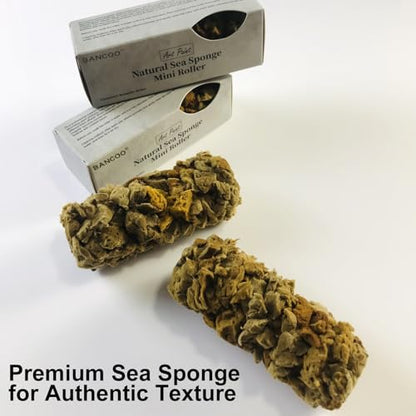 Natural Sea Sponge Mini Roller, 4 Inch - Art Paint Wall Texture Tool | Super Absorbent, Natural Texture | Ideal for Pros & DIY, Efficiently Creates Vivid Wall Patterns（MN488） - style: MN488