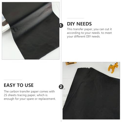 Zerodeko Graphite Carbon Paper Transfer Sheets 25pcs 23x33cm Black Single-Sided Tracing Paper for Drawing Art Crafts
