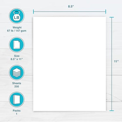 PrintWorks White Cardstock 8.5" x 11" - 67 lb/147 gsm Vellum Bristol-250 Sheets-Made in the USA-SFI® Certified-92 Bright-Card Stock Printer Paper for School,Craft,&Office Use (00564), (Pack of 3) - size: 250 Sheets (Pack of 3)