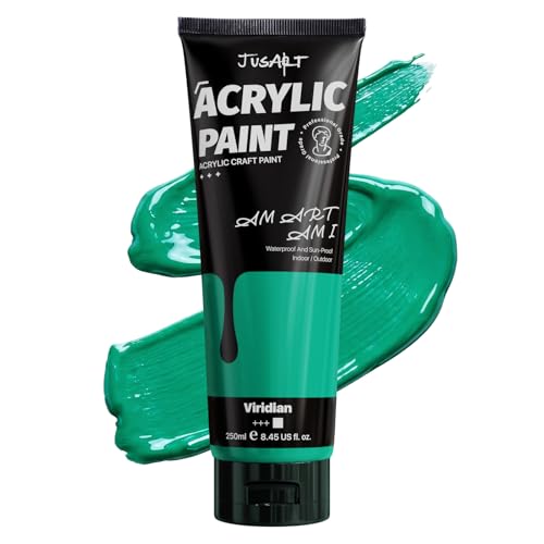 JusArt Green Acrylic Paint, 8.45oz/250ml Large Tube, Heavy Body Rich Pigment, Non-Toxic, Non-Fading Craft Paint for Canvas Wood Metal Fabric Ceramics, Art Supplies for Adults Artists Beginner - color: Green