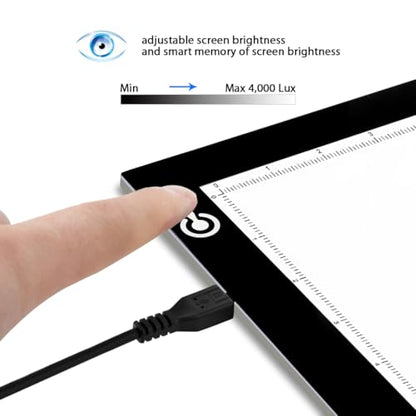 ME456 A4 LED Light Box 9x12 Inch Light Pad Only 5mm Ultra-Thin USB Power Light Table for Tracing, Tattoo Transferring, Drawing, Streaming, Sketching, Animation, Stenciling, Diamond Art Painting - style: A4 (Black)