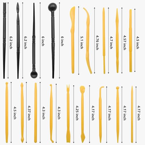 Clay Tools, 18pcs DIY Plastic Pottery Tool Kit for Polymer, Modeling, Air Dry Clay, Sculpting Tools Dotting Ball Stylus Pen for Embossing, Fondant, Crafts, Styling, for Kids and Beginners