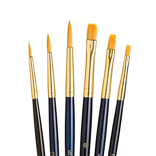 Princeton Real Value, Series 9100, Paint Brush Sets for Acrylic, Oil & Watercolor Painting, Syn-Gold Taklon (Rnd 1, 3, 5, Shader 2, 4, 6) - color: Dark Blue, size: Round 1,3,5, Shader 2,4,6