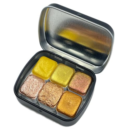 IUILE Handmade Watercolor Paints - Gold Half Pan Set (6 colors) - color: Gold