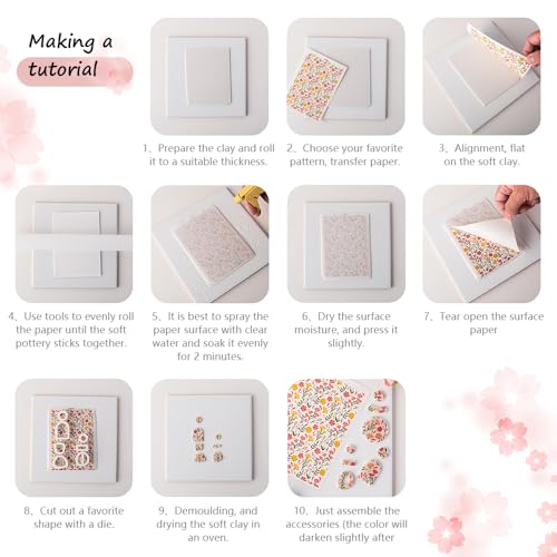 24 Sheets Transfer Paper for Polymer Clay,Love Halloween Theme Red Flower 4 Different Gradient Background Print Polymer Clay Transfer Paper for DIY Art Jewelry Earrings Making 5.82X3.93 inch - color: 4 Patterns Sets