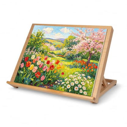 28 Pack Tabletop Easel Set,18.5"x12" Adjustable Portable Beechwood Drawing Board with 12 Paints, Canvas, Brushes, Sketchbook & More, Art Supplies for Kids Adults Beginners