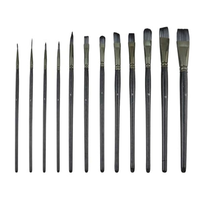 Bitray 12PCS Paint Brushes Nylon Hair Paint Brushes Artist Paint Brush Set for Acrylic, Oil, Watercolor and Gouache Paiting - Black