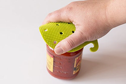 Vegetable Scrubber Brush : Double Sided Fruit and Vegetable Scrubber - Multi Use: Potato Scrubber - Carrot Brush - Trivet - Jar Opener by Cestari Kitchen - color: Green