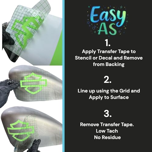 LiME LiNE Transfer Tape, Clear with Alignment Grid, No Residue - for Transfering Stencils and Decals (Removable Vinyl) - color: Removable Vinyl