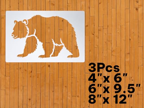 Wild Bear Stencil – Reusable Animal Art Stencil for Painting, Crafting and DIY Projects (3 Pcs Set) - style: Bear 1