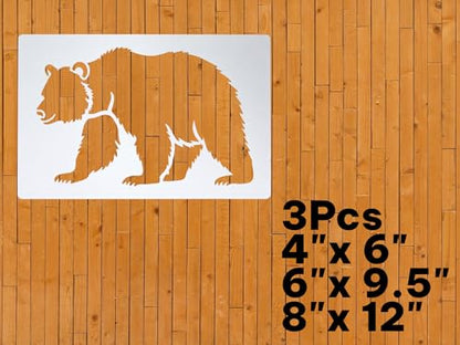 Wild Bear Stencil – Reusable Animal Art Stencil for Painting, Crafting and DIY Projects (3 Pcs Set) - style: Bear 1