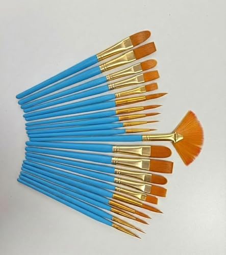 Paint Brushes Set for Acrylic Painting, 21 Pcs Oil Watercolor Acrylic Paint Brush, Artist Paintbrushes for Body Face Rock Canvas, Kids Adult Drawing Arts Crafts Supplies, Blue - color: Blue Set 21