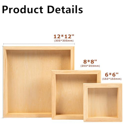 DJAR Wood Canvas Panels 12" x12'', 2 Pack – Ideal for Paint Pouring, Acrylic, Oil Painting, and Art Crafts - size: 12"*12"-2Pcs