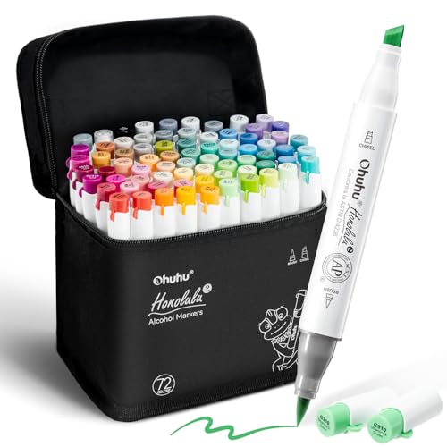 Ohuhu Alcohol Markers Brush Tip - AP Certificated Double Tipped Art Marker Set for Artist Adults Coloring Illustration- 72 Colors - Refillable - Brush & Chisel Dual Tips - Honolulu 2 of Ohuhu Markers