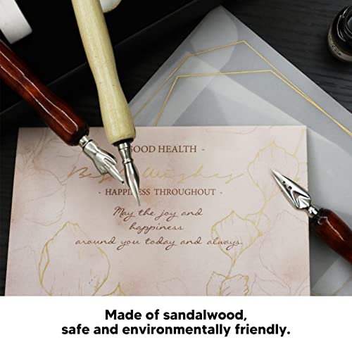 Pssopp 10 Pcs Nib Pen Holder, Dip Pen Set Comic Dip Wooden Pen Nib Holder for Art Painting English Calligraphy (Wood Color) - color: Natural Wood Color