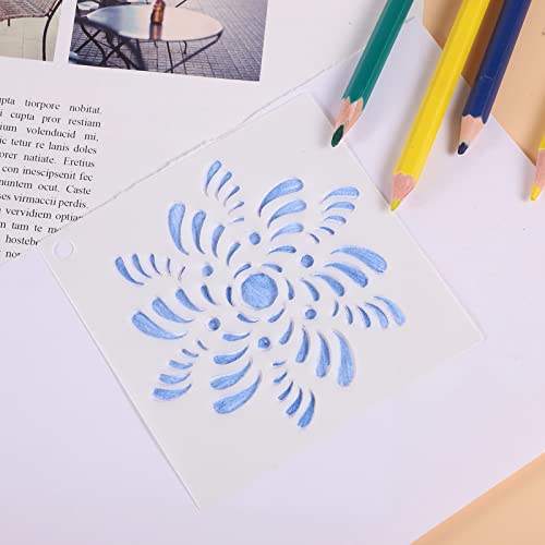56 Pcs Mandala Stencils for Painting, 3.6x3.6 Inch Reusable Abstract Layering Stencils for Crafts Painting on Wood Floor Window Drawing Card Cake Rock Decoration - style: Small Mandala Stencils
