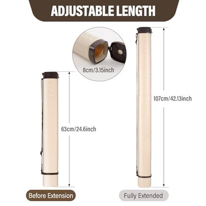 DEWEL Adjustable Poster Tube 24.5"-42", Waterproof Plastic Document Storage Tube Telescoping Carrying Case, Light Resistant Drawing Tube Painting Picture Tube Holder (Beige-Large Size) - color: Beige (Polygon), size: Large