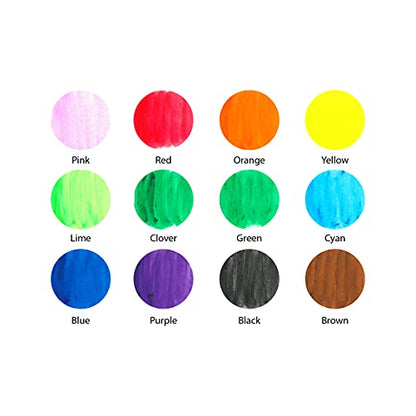 Happido Solid Poster Paint Sticks, Set of 12 - Non-Toxic, Mess-Free, and Quick Drying Variety Pack, Includes Bright, Vibrant, Classic Colors, Easy to Use, No Brush Needed