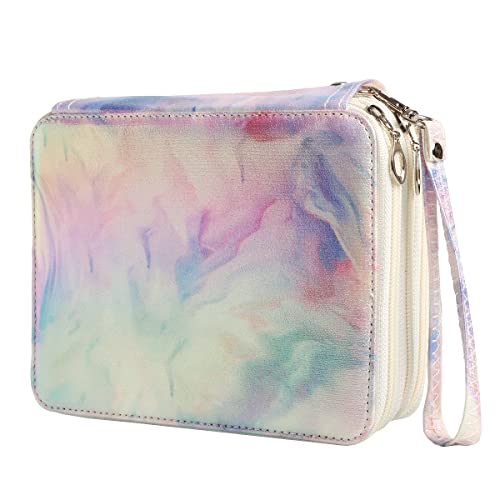 72 Slots Pencil Bag Organizer with Zipper for Watercolor Pens or Markers, Pencil Case Organizer for Artist - color: Marble-Purple, size: 72