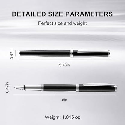 Fountain Pen Set,Extra Fine Nib,Includes 2 Ink Cartridges and Ink Converter, Ideal for Journaling and Calligraphy, Smooth-writing Fountain Pen(Silver) - color: Silver