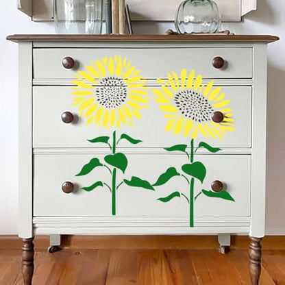 Large Flower Stencils for Wood Fence Sunflower Stencils for Painting Floral Stencil Templates for Walls Furniture Fabrics - style: Sunflower
