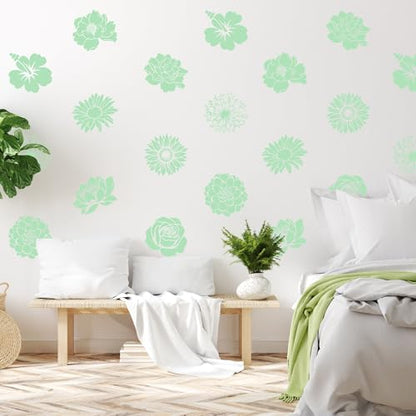 9 Pcs Large Flower Stencils for Painting Reusable Floral Templates Set for Drawing, Walls, Wood Signs, Window, Garden Fence Furniture Stencil Crafts DIY - color: Flower